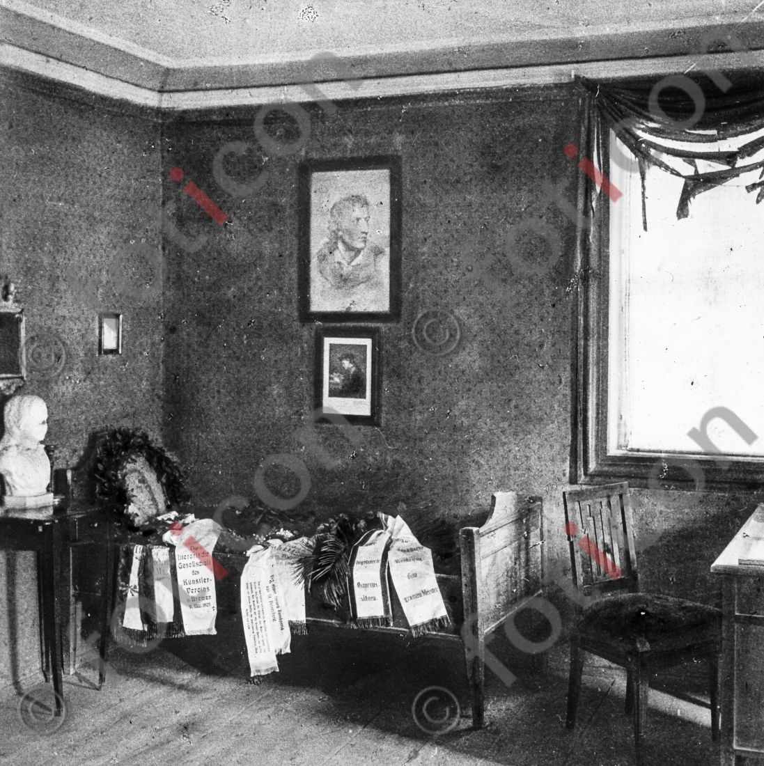 Schillers Sterbezimmer in Weimar | Schiller&#039;s death chamber in Weimar - Foto simon-156-086-sw.jpg | foticon.de - Bilddatenbank für Motive aus Geschichte und Kultur